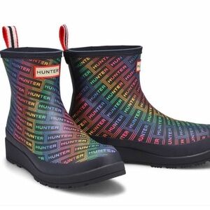 Hunter Play Short Rainbow Logo Print Rain Boot